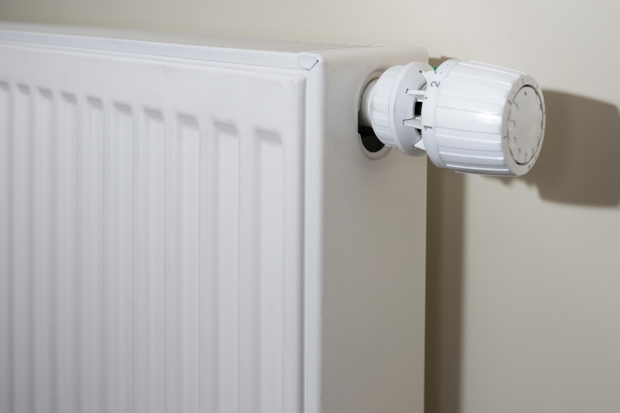 Heating Radiator, White radiator in an apartment.