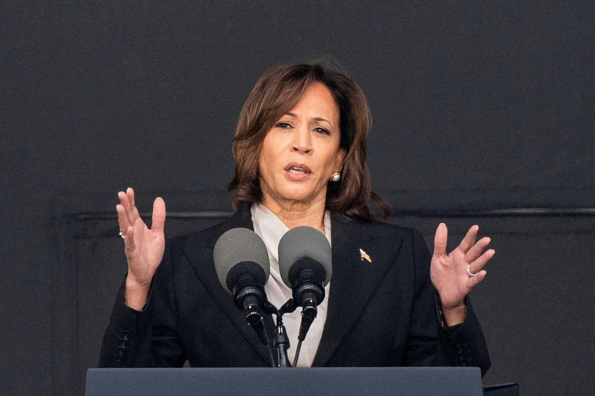 FILE PHOTO: U.S. Vice President Kamala Harris speaks during the 2023 graduation ceremony at the United States Military Academy (USMA), at Michie Stadium in West Point, New York, U.S., May 27, 2023. REUTERS