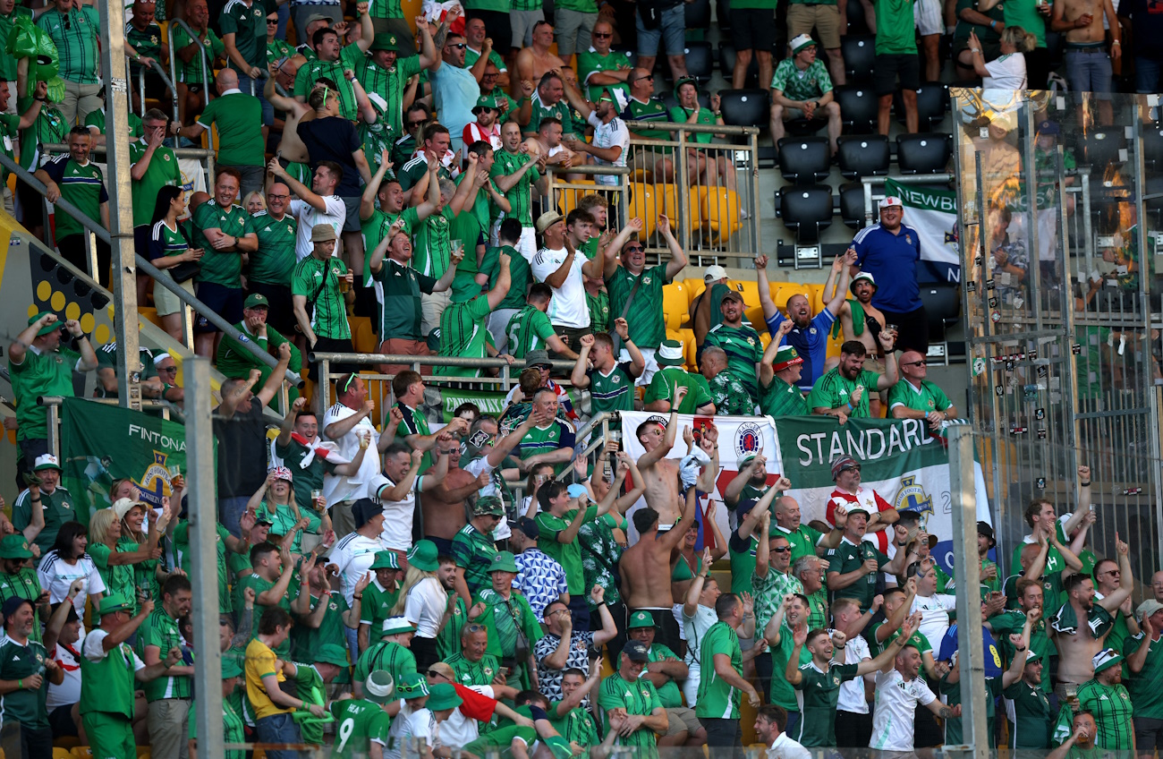 Soccer Football - Nations League - League C - Group 3 - Bulgaria v Northern Ireland - Hristo Botev Stadium, Plovdiv, Bulgaria - September 8, 2024 Northern Ireland fans inside the stadium before the match REUTERS