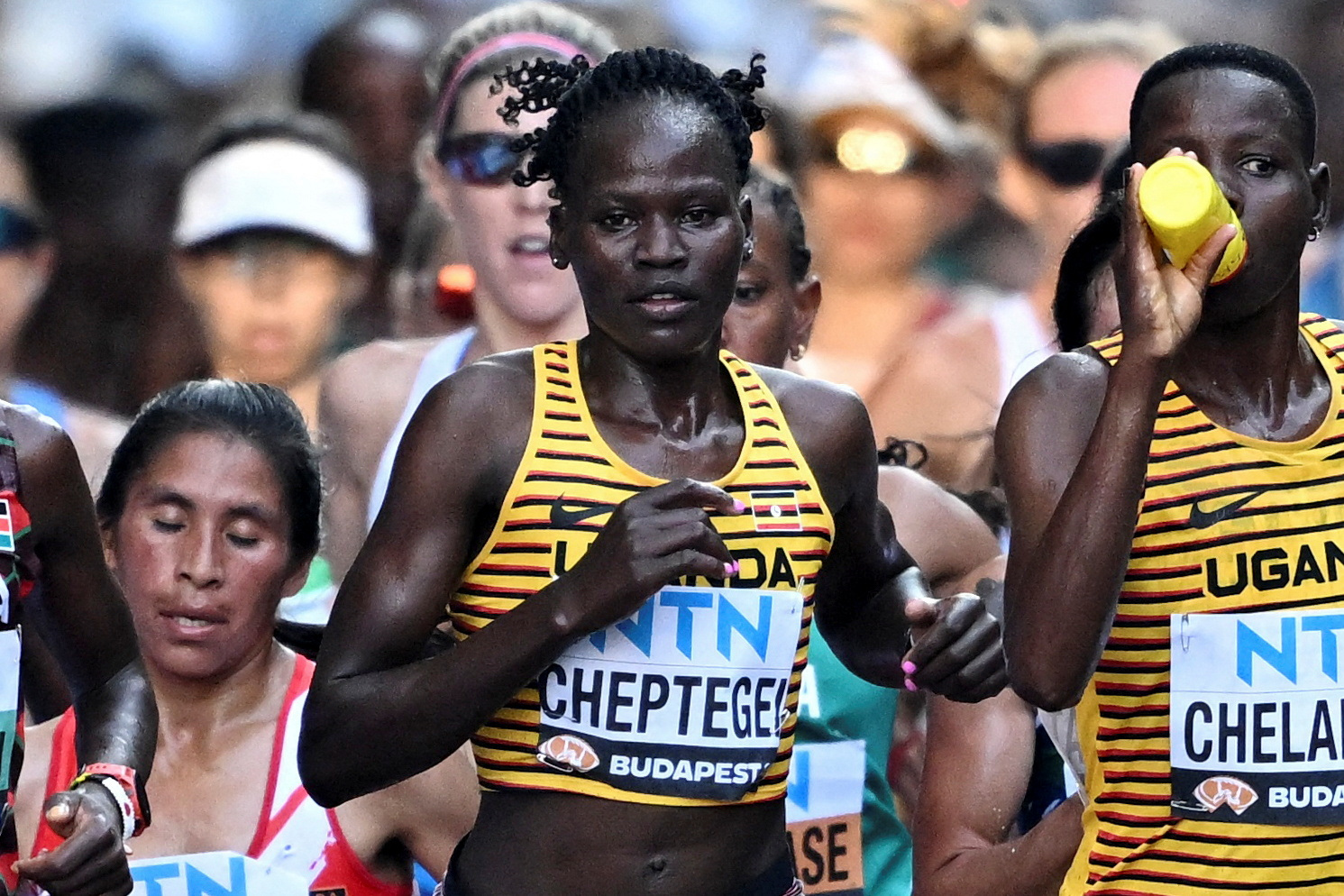 FILE PHOTO: Athletics - World Athletics Championship - Women's Marathon - National Athletics Centre, Budapest, Hungary - August 26, 2023 Uganda's Rebecca Cheptegei in action during the women's marathon final REUTERS