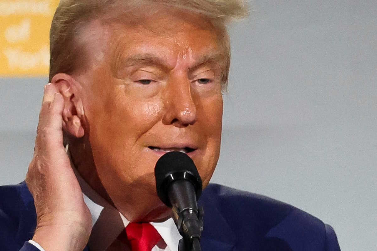 Republican presidential nominee and former U.S. President Donald Trump gestures as he speaks at the Economic Club of New York in New York City, U.S. September 5, 2024.  REUTERS