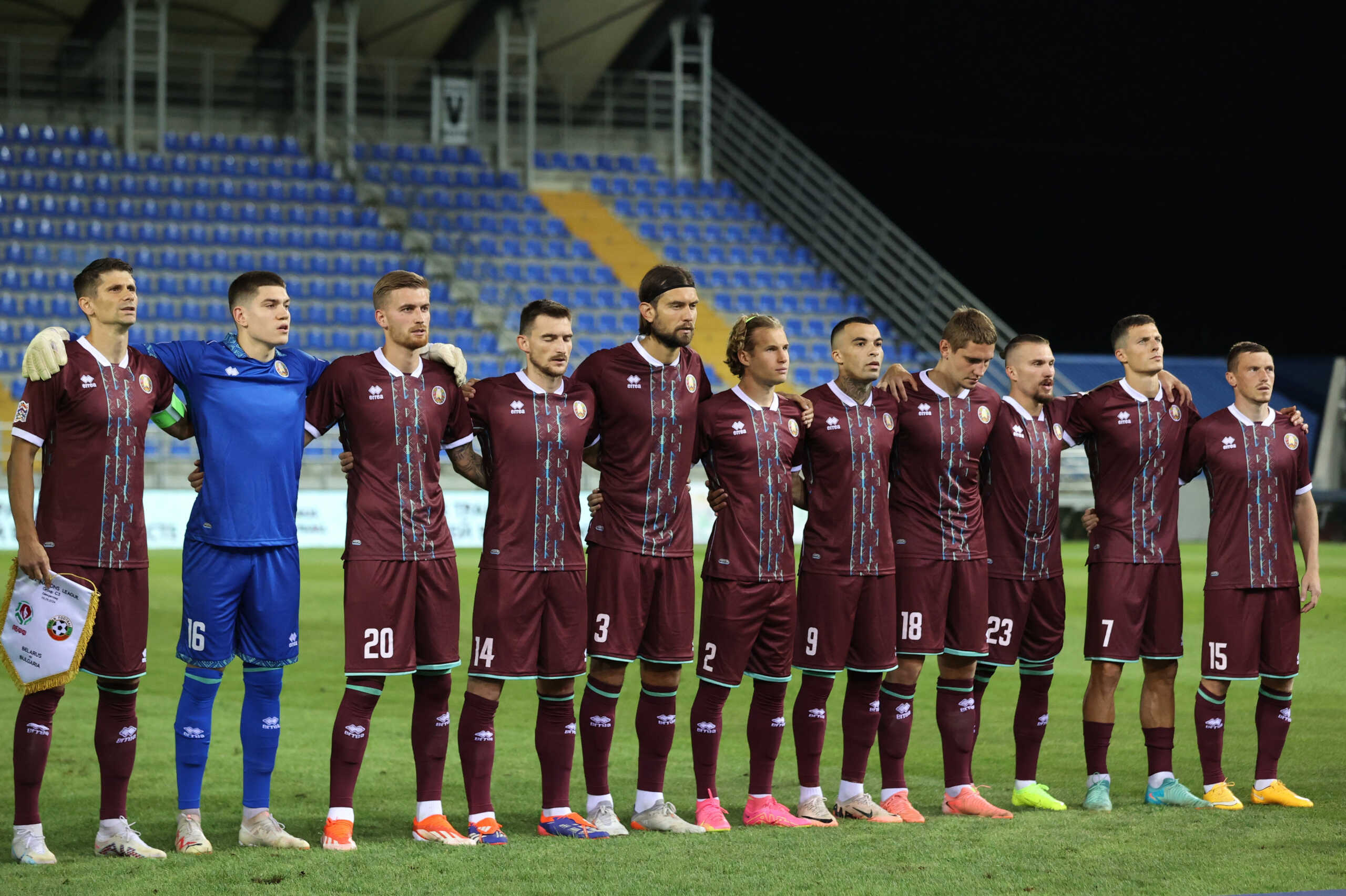 Soccer Football - Nations League - League C - Group 3 - Belarus v Bulgaria - ZTE Arena, Zalaegerszeg, Hungary - September 5, 2024 Belarus' players line up ahead of the match REUTERS