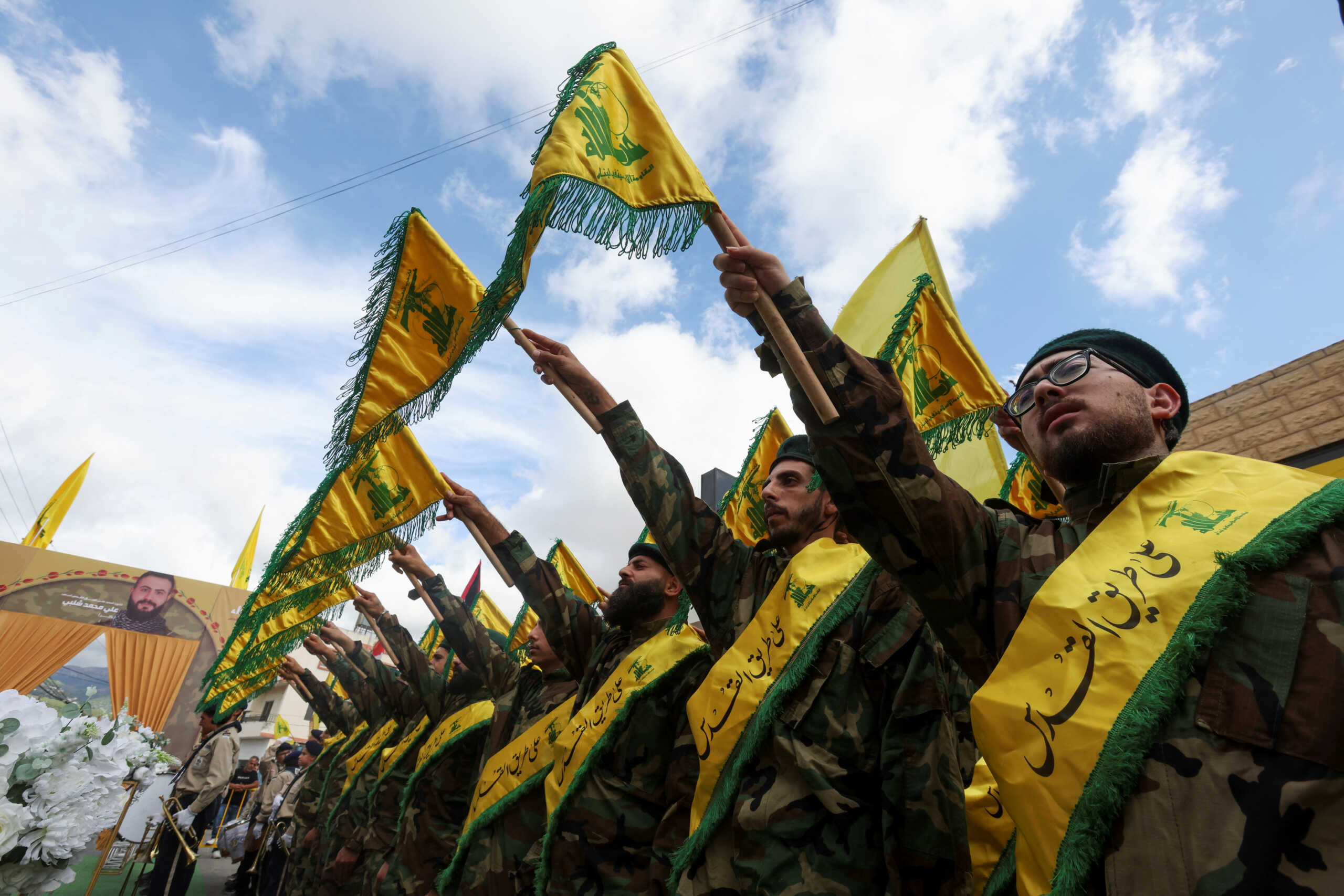 Hezbollah members attend the funeral of Hezbollah member Ali Mohamed Chalbi, after hand-held radios and pagers used by Hezbollah detonated across Lebanon, in Kfar Melki, Lebanon September 19, 2024. REUTERS