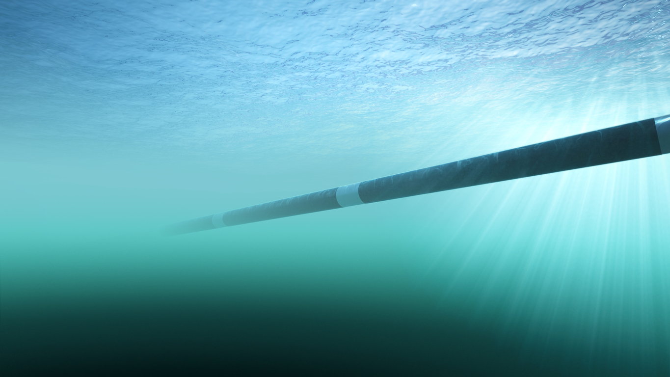 Construction of an underwater gas pipeline 3d illustration