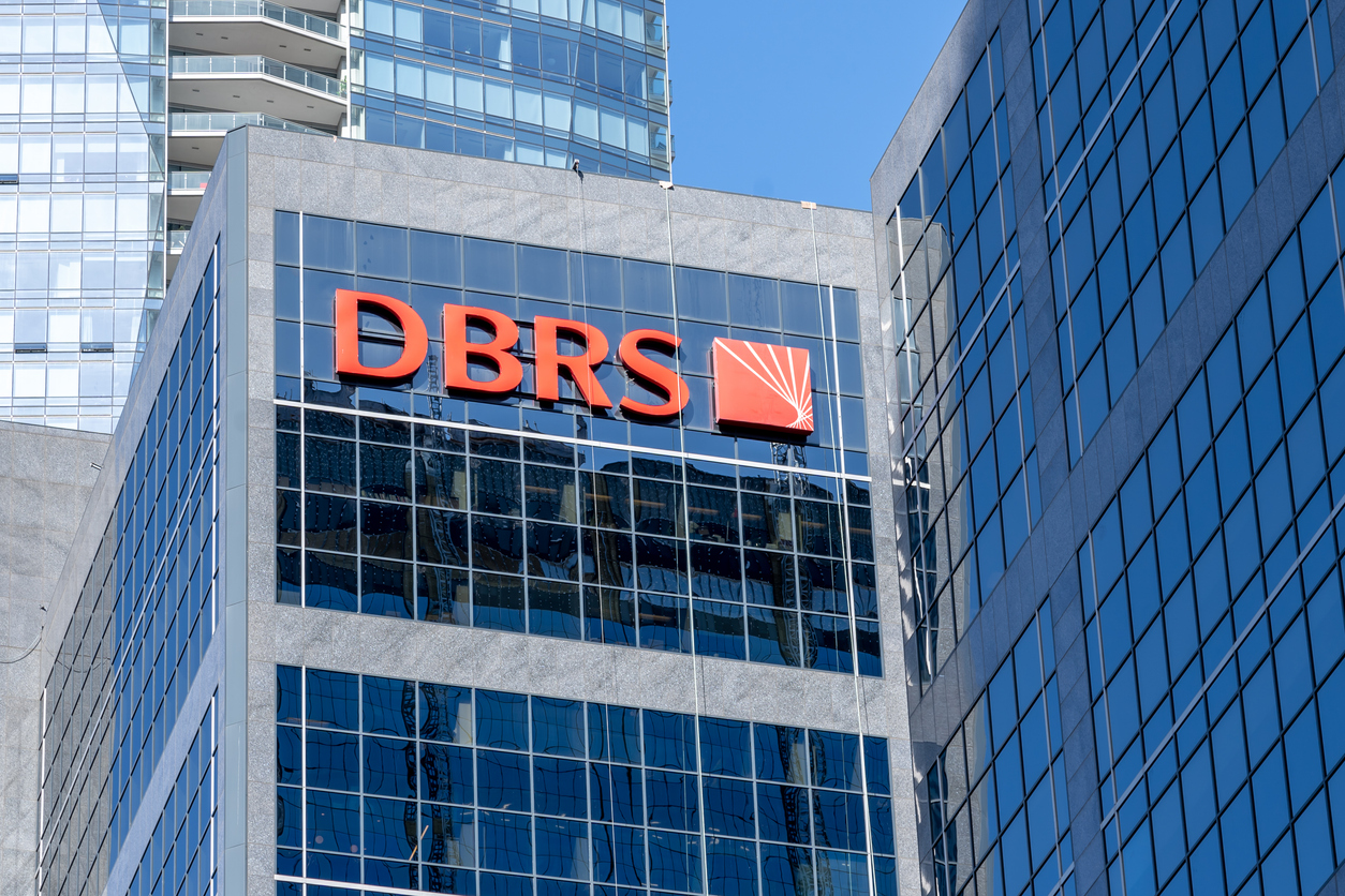 Toronto, Canada - May 06, 2019:  Sign of DBRS on the headquarters in Toronto, Canada.  DBRS is an independent, privately held, globally recognized credit ratings agency.