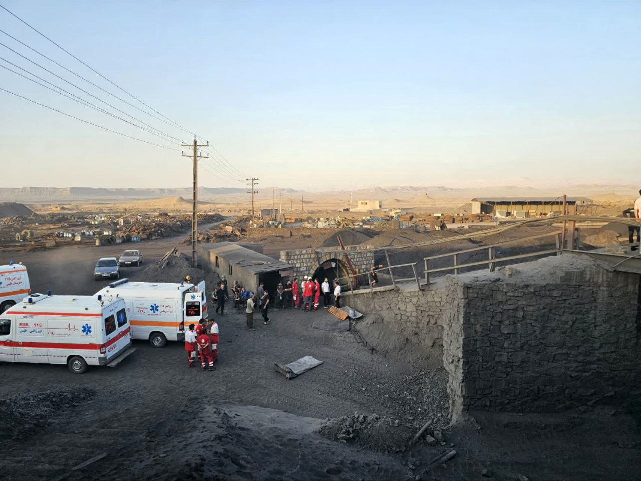 Rescuers work following a gas explosion in a coal mine in South Khorasan Province, Iran September 22, 2024. Iranian Red Crescent Society