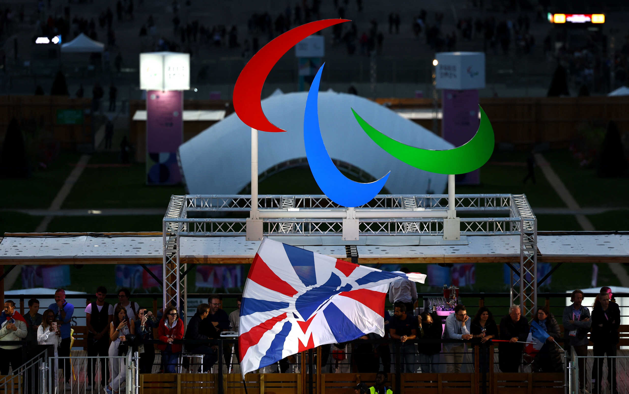 Paris 2024 Paralympics - Blind Football - Men's Gold Medal Match - France vs Argentina - Eiffel Tower Stadium, Paris, France - September 7, 2024 General view of the Paralympic symbol, Agitos REUTERS