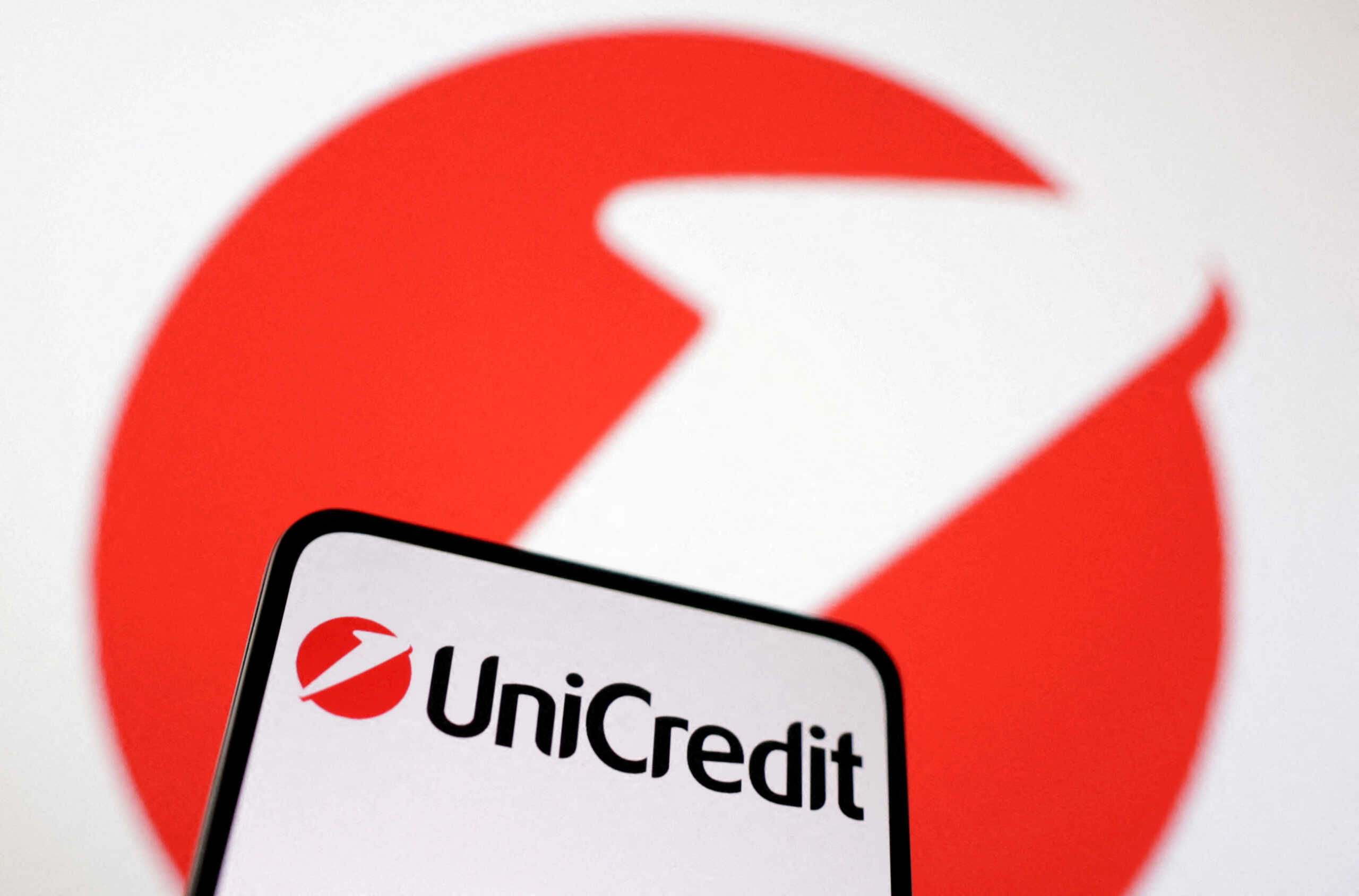 FILE PHOTO: Unicredit Bank logo is seen in this illustration taken March 12, 2023. REUTERS