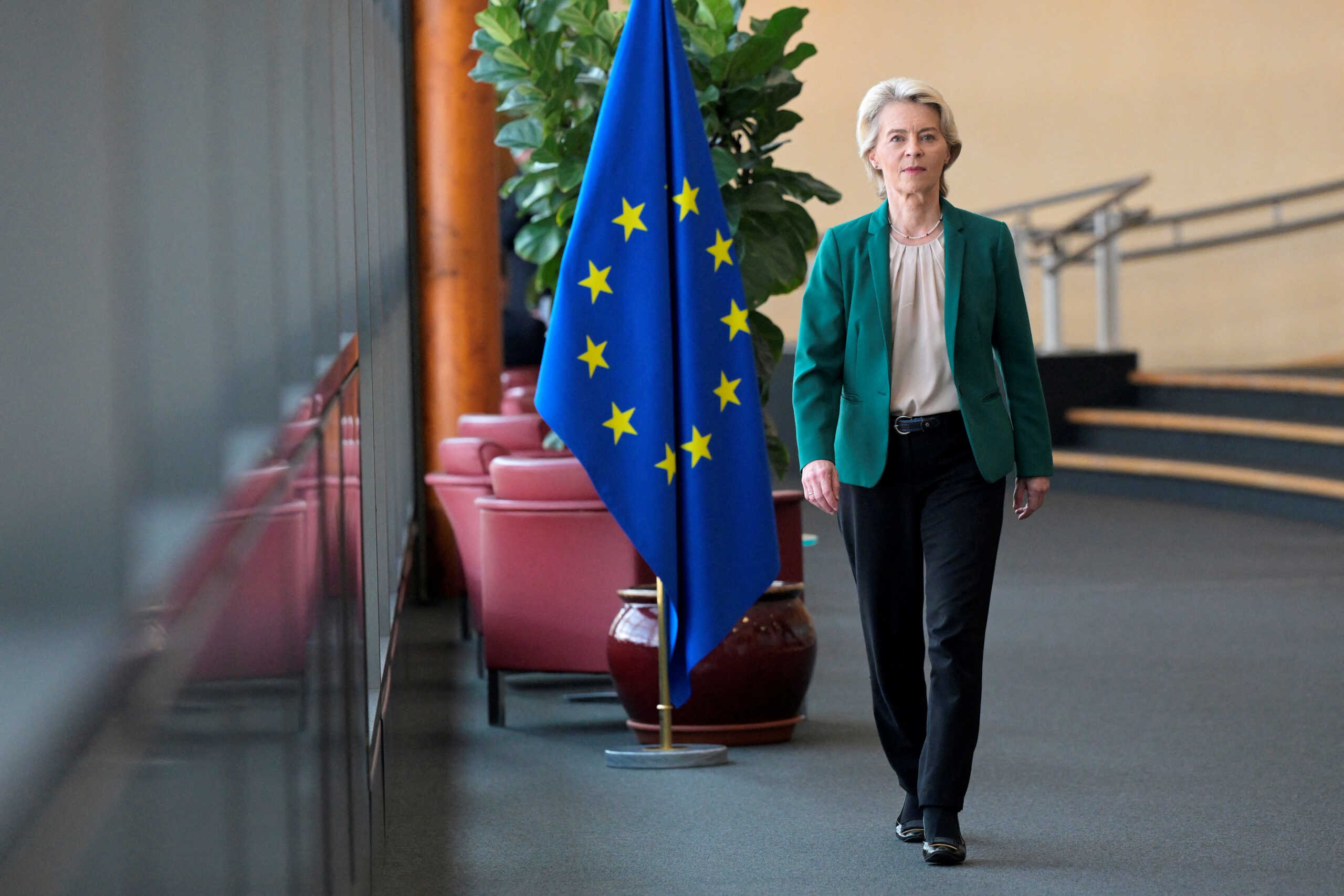 European Commission President Ursula von der Leyen arrives for a meeting of the Board of Commissioners in Brussels, Belgium, September 18, 2024. JOHN THYS