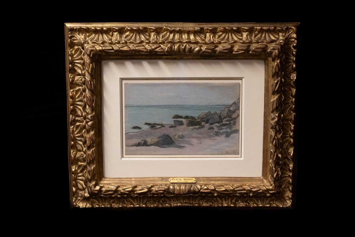 Claude Monet's pastel on paper, "Bord de Mer", dated about 1865 and which was stolen from the Parlagi family in 1940 by Nazi occupiers in France, is seen after its recovery by the Federal Bureau of Investigation’s (FBI) Art Crime Team.  Federal Bureau of Investigation