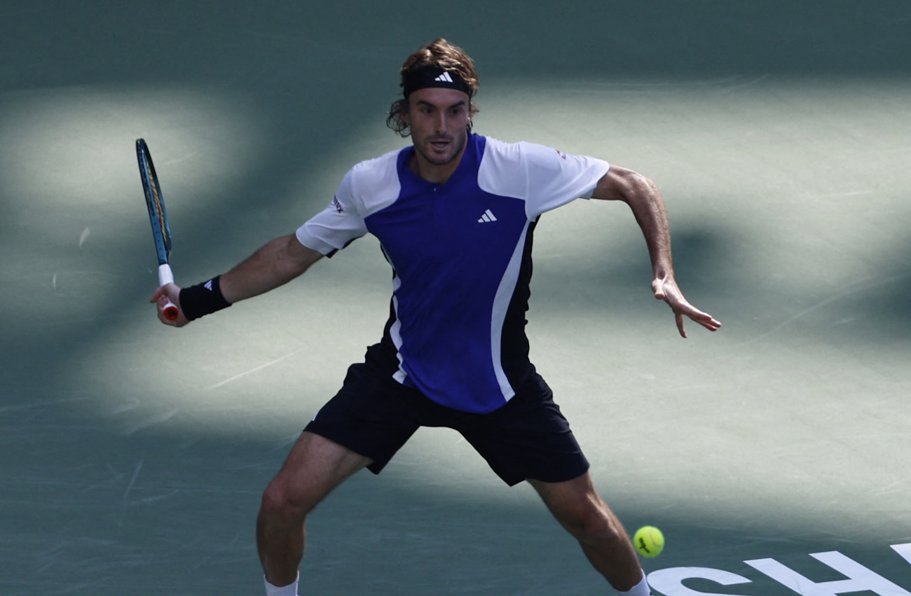 Tennis - Shanghai Masters - Qizhong Forest Sports City Arena, Shanghai, China - October 8, 2024 Greece's Stefanos Tsitsipas in action during his round of 32 match against France's Alexandre Muller REUTERS