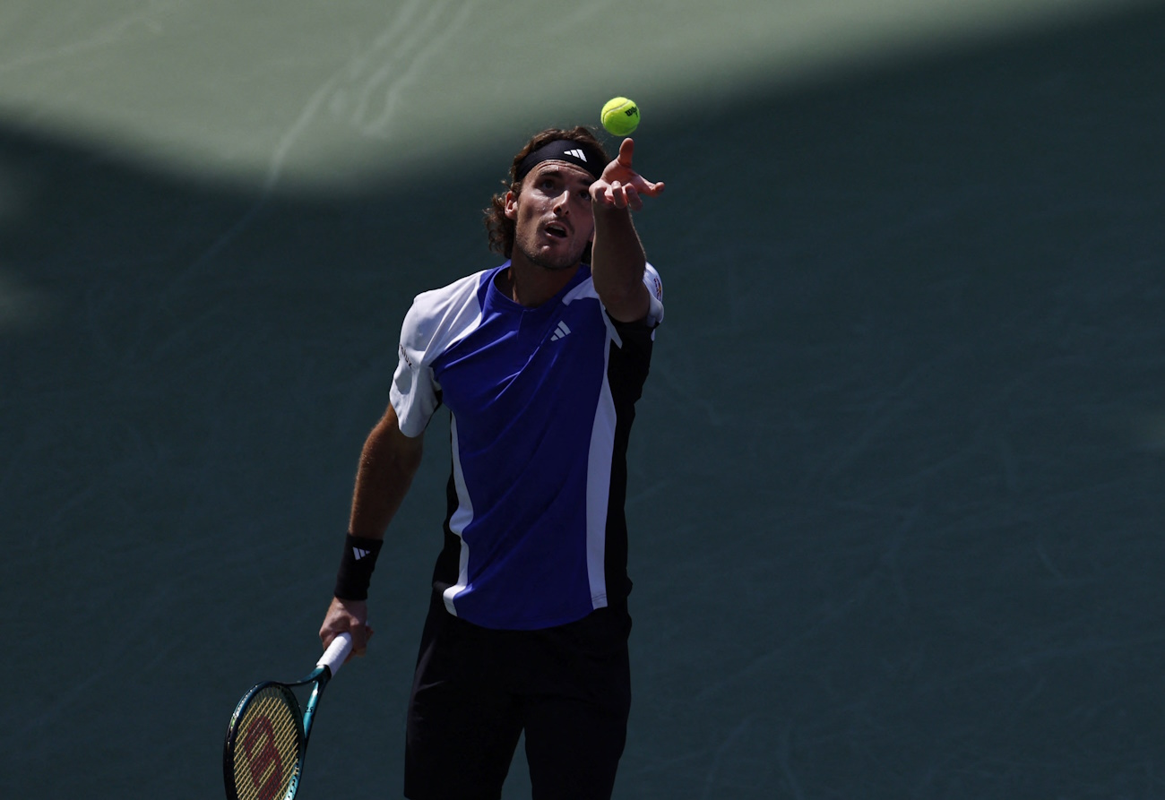 Tennis - Shanghai Masters - Qizhong Forest Sports City Arena, Shanghai, China - October 8, 2024 Greece's Stefanos Tsitsipas in action during his round of 32 match against France's Alexandre Muller REUTERS