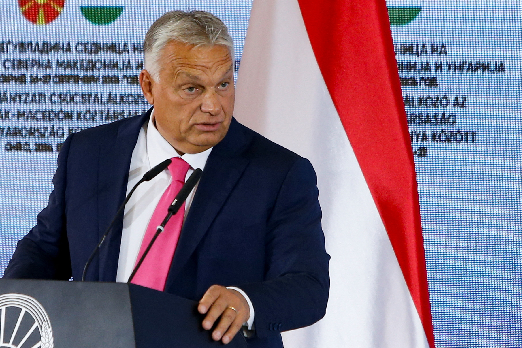 Hungarian Prime Minister Viktor Orban speaks during a press conference, in Ohrid, North Macedonia, September 27, 2024. REUTERS