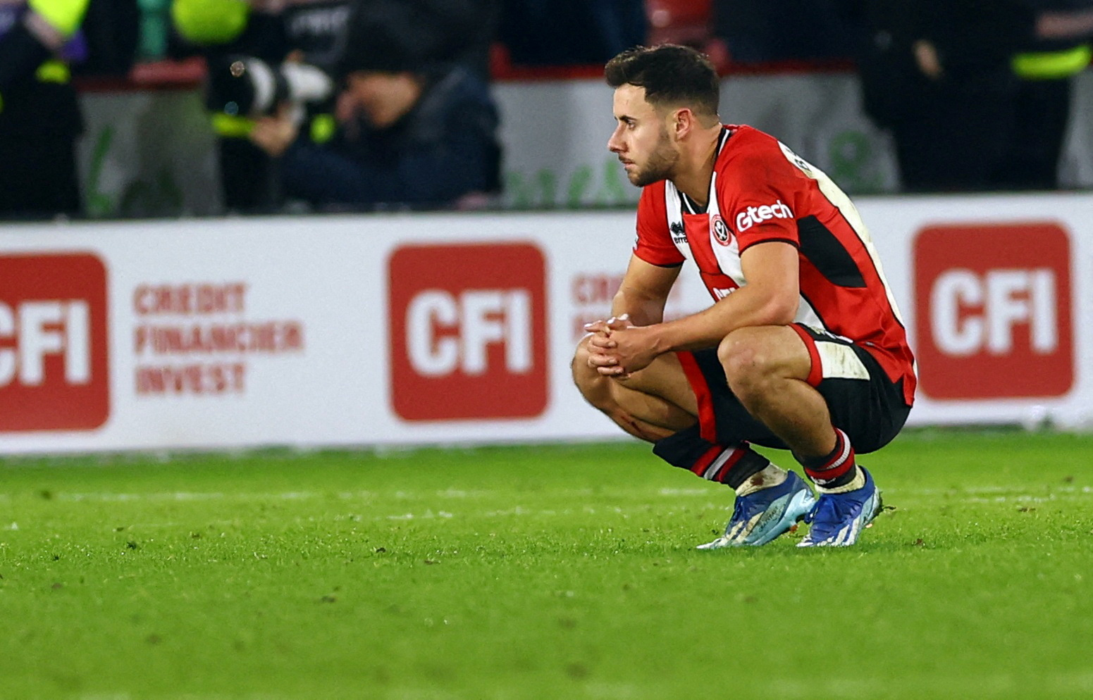 FILE PHOTO: Soccer Football - Premier League - Sheffield United v Luton Town - Bramall Lane, Sheffield, Britain - December 26, 2023 Sheffield United's George Baldock looks dejected after the match REUTERS