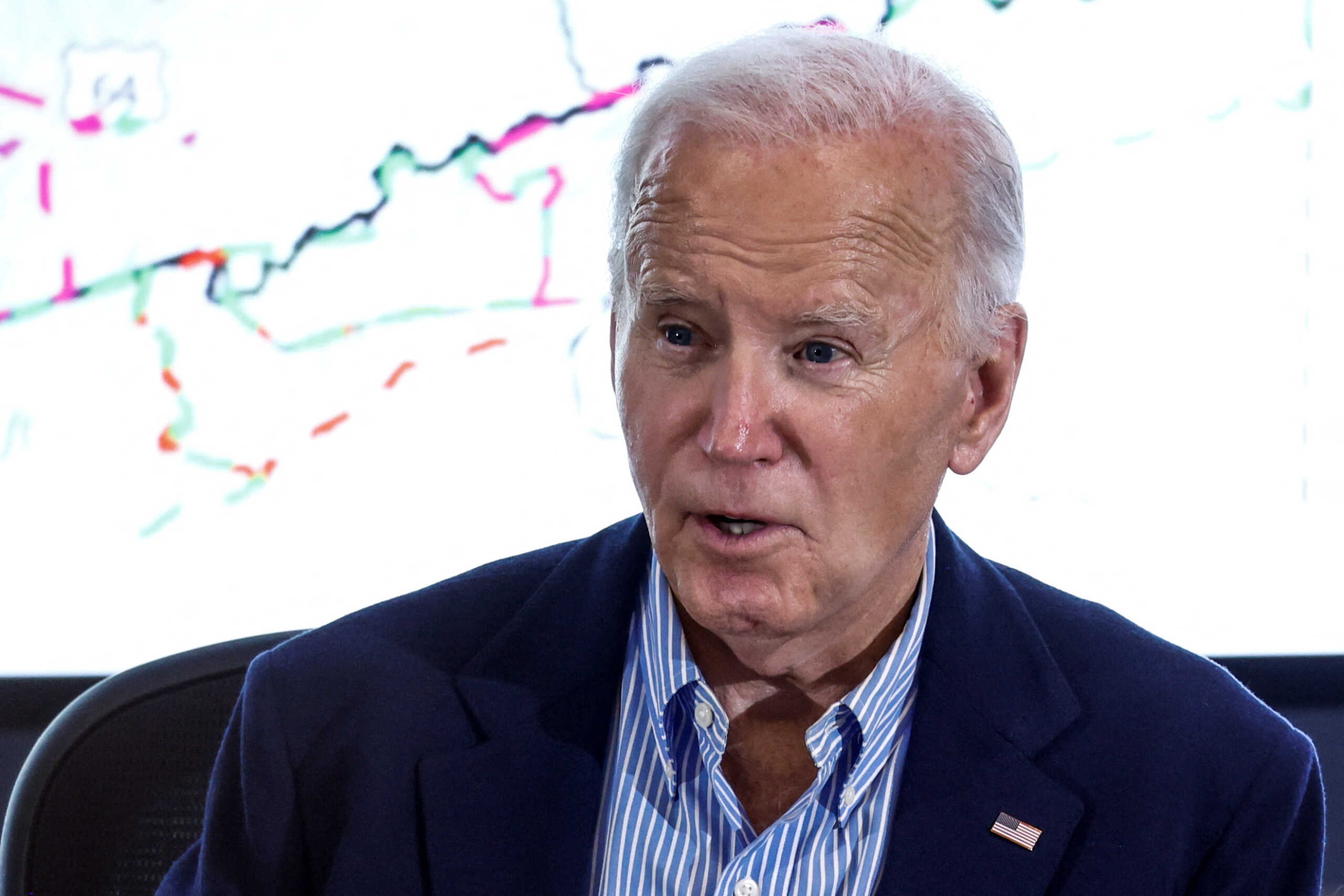 U.S. President Joe Biden speaks during a briefing on the Hurricane Helene response at the Emergency Operations Center in Raleigh, North Carolina, U.S., October 2, 2024. REUTERS