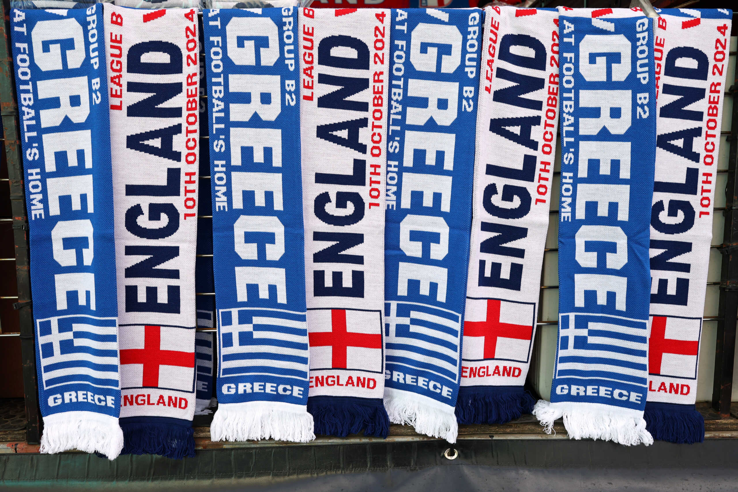 Soccer Football - UEFA Nations League - Group B2 - England v Greece - Wembley Stadium, London, Britain - October 10, 2024 General view of merchandise for sale outside the stadium before the match REUTERS