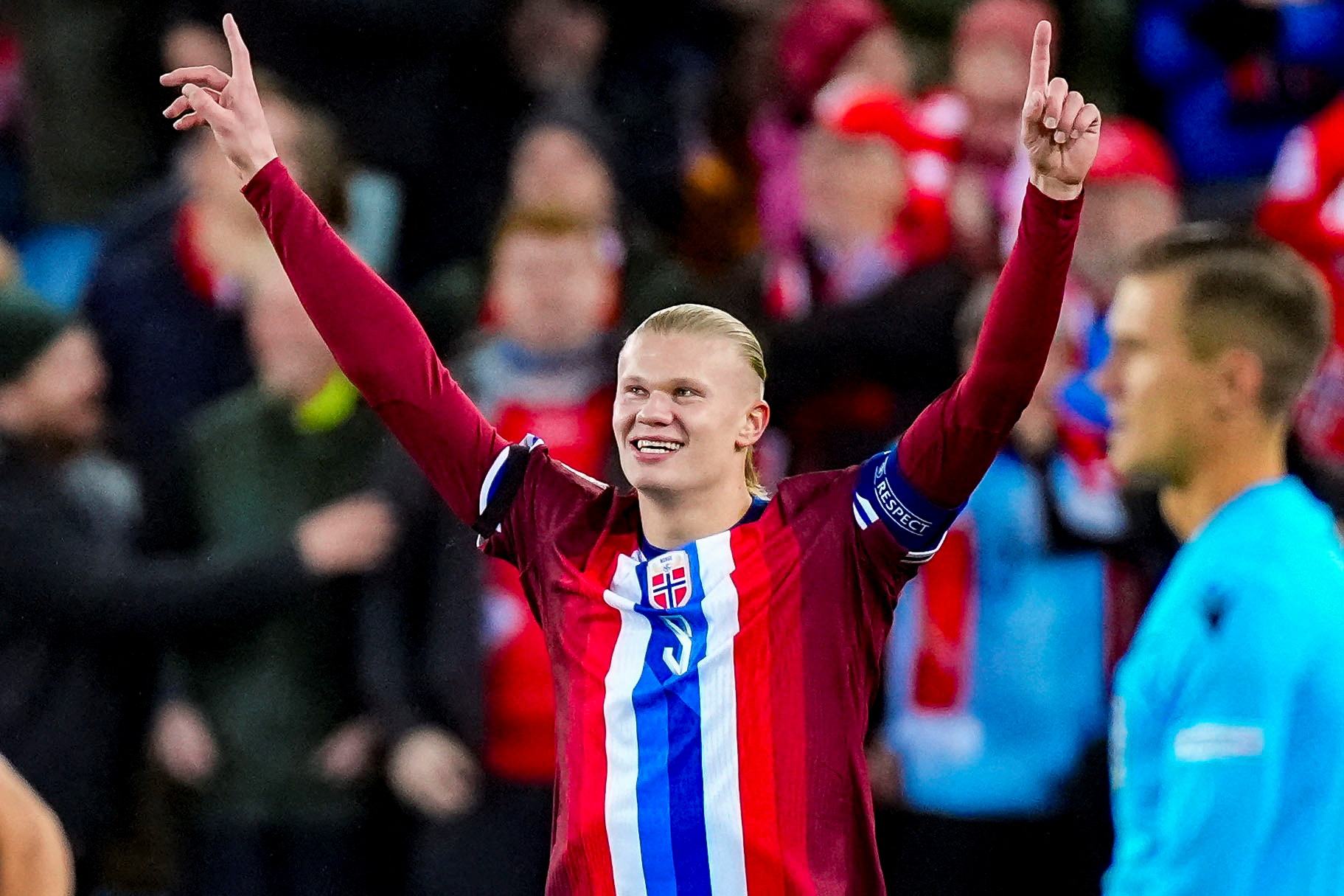 Soccer Football - UEFA Nations League - Group G - Norway v Slovenia - Ullevaal Stadion, Oslo, Norway - October 10, 2024 Norway's Erling Braut Haaland celebrates scoring their first goal Terje Pedersen