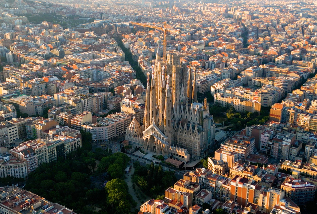 Barcelona's Grid pattern truly comes to life when viewed from above. Definitely one of the most beautiful cities in the world with the Sagrada Familia Cathedral as the crown.