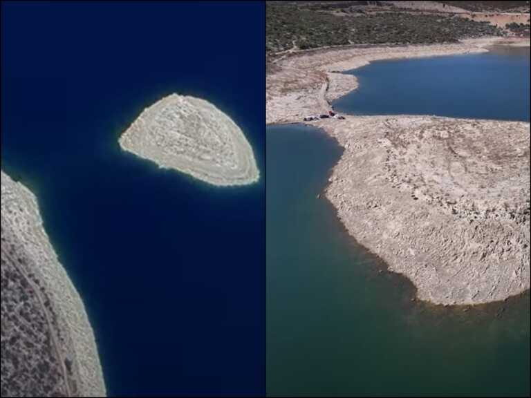 Αποκαρδιωτικές εικόνες από την Υλίκη λόγω της λειψυδρίας – Προσβάσιμο πλέον το νησί της λίμνης με το αυτοκίνητο