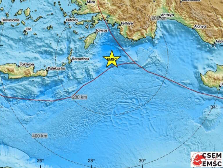 Σεισμός 4,7 Ρίχτερ ανοιχτά της Ρόδου