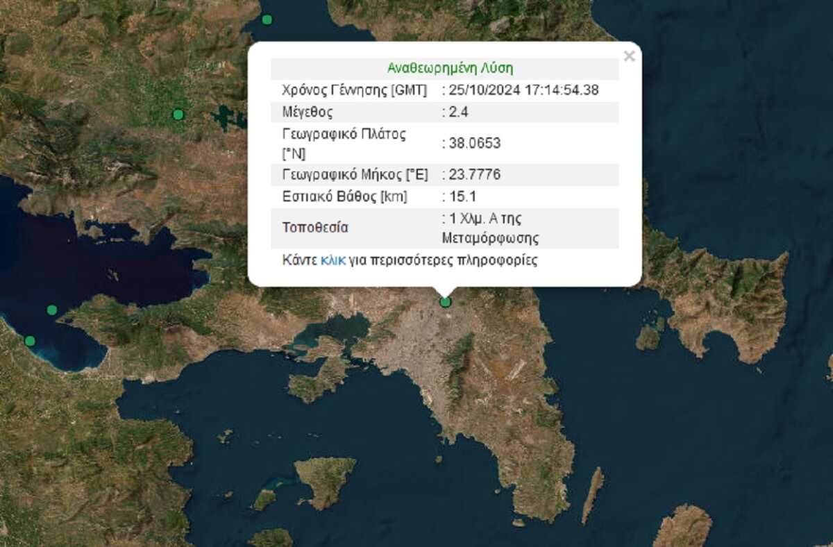 Σεισμός 2,4 Ρίχτερ έγινε αισθητός στην Αθήνα – Είχε χαμηλό εστιακό βάθος