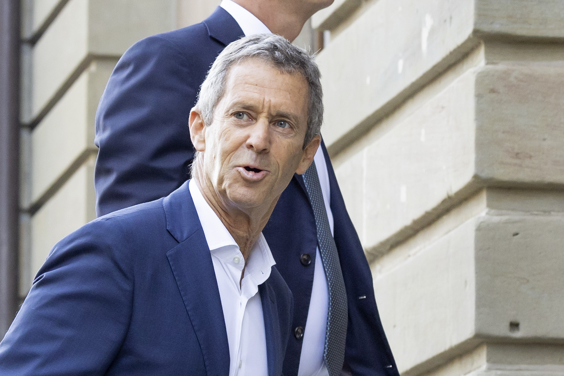 Israeli diamond magnate Beny Steinmetz arrives to a courthouse in Geneva, Switzerland, Monday, Aug. 29, 2022. Steinmetz returns to a Geneva courthouse on Monday to appeal his conviction on charges of corrupting foreign public officials and forging documents, a case linked to his firm's bid to reap lavish iron ore resources in the west African country of Guinea. (Salvatore Di Nolfi