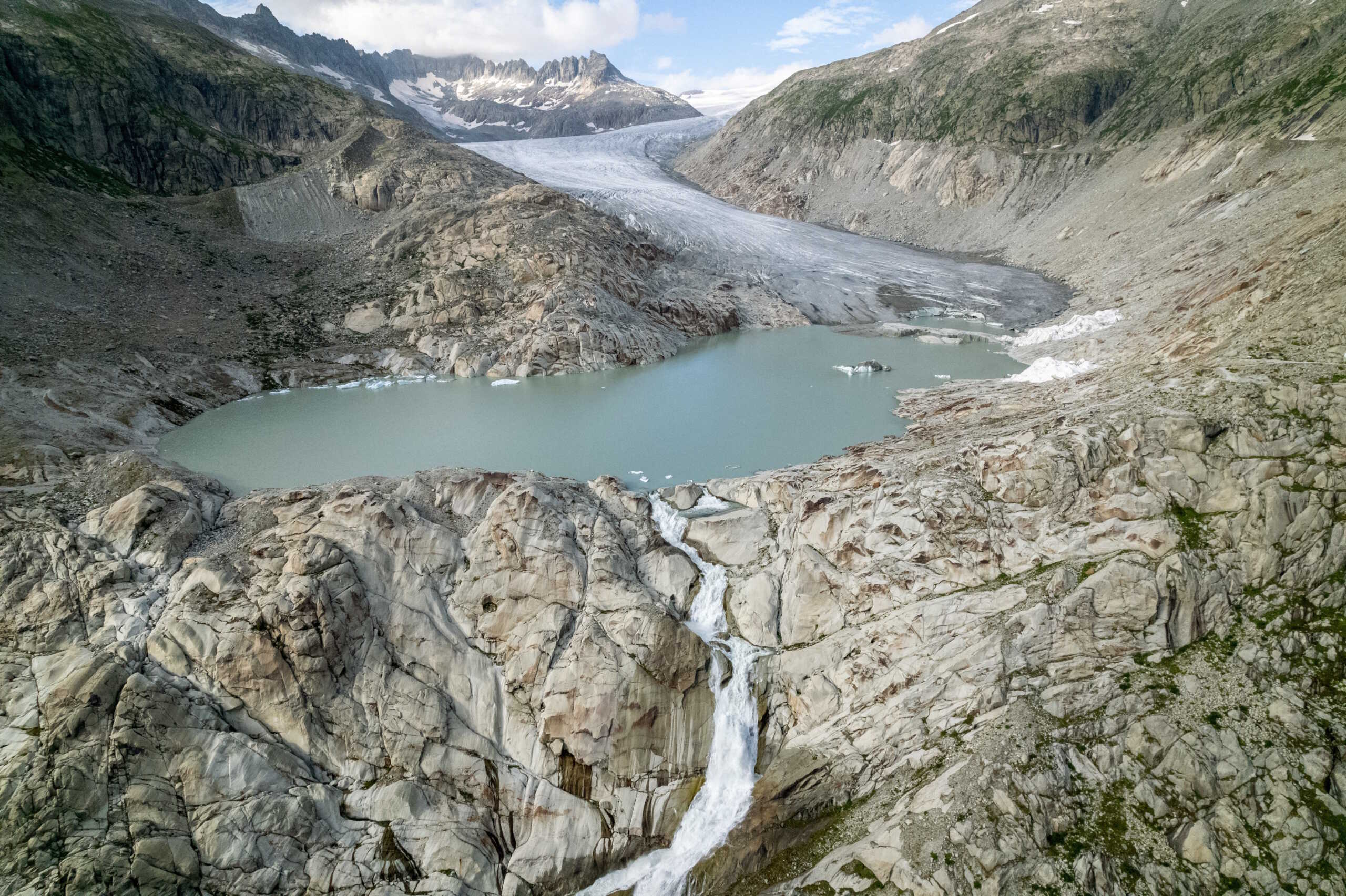 A drone view shows the melting of the Rhone glacier amid climate change in Obergoms, Switzerland, August 27, 2024. REUTERS