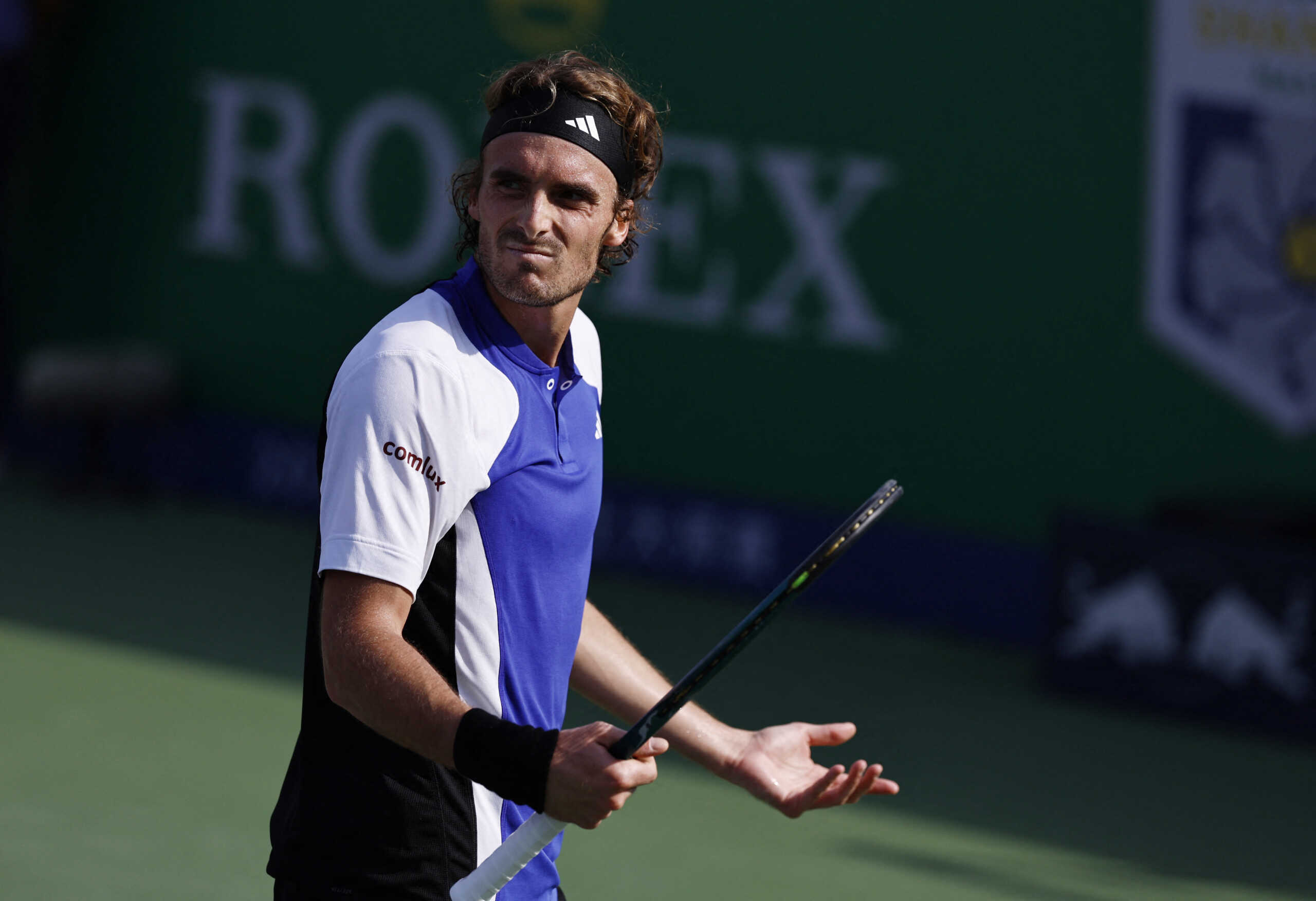 Tennis - Shanghai Masters - Qizhong Forest Sports City Arena, Shanghai, China - October 9, 2024 Greece's Stefanos Tsitsipas reacts during his round of 16 match against Russia's Daniil Medvedev REUTERS