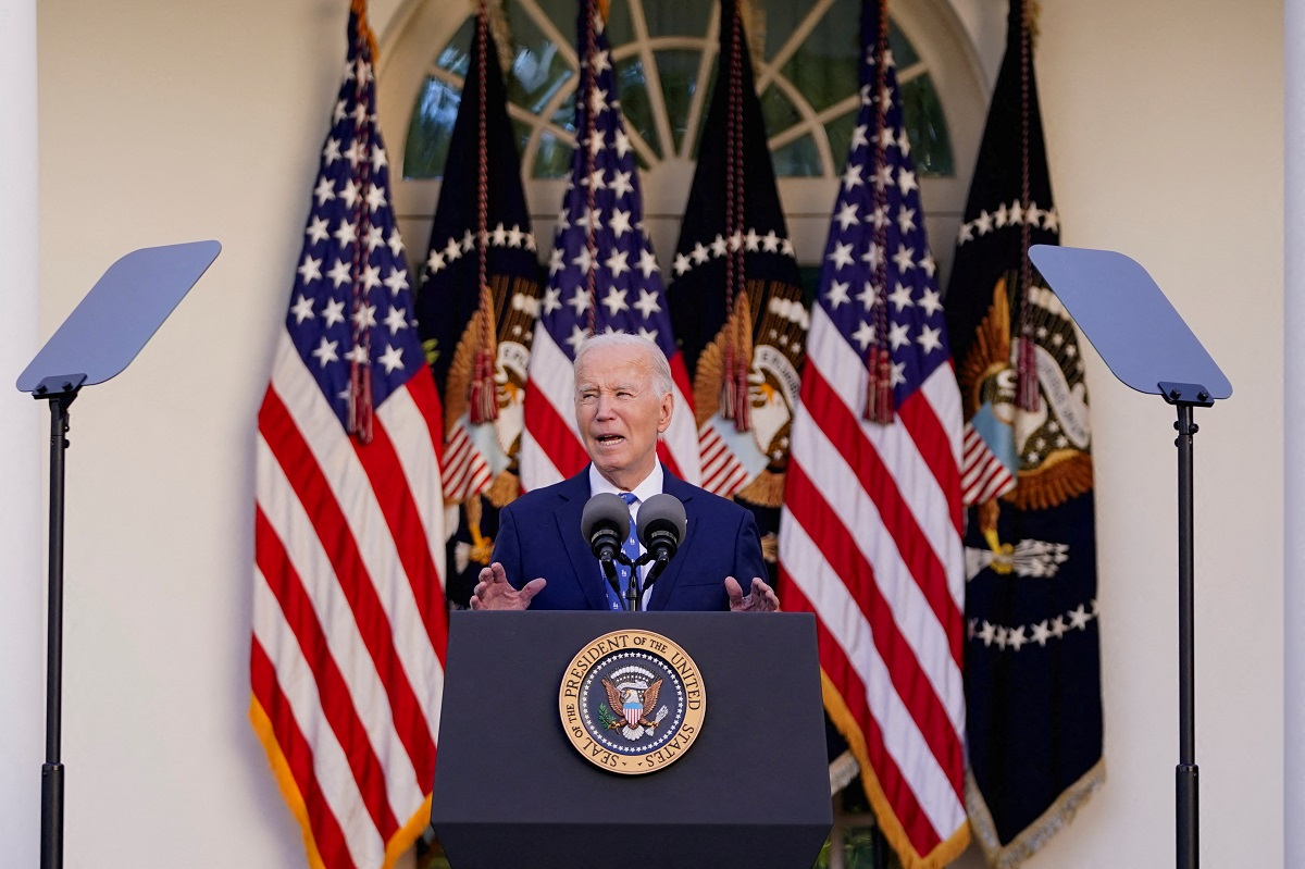 U.S. President Joe Biden delivers remarks from the Rose Garden of the White House in Washington, U.S., November 26, 2024. REUTERS