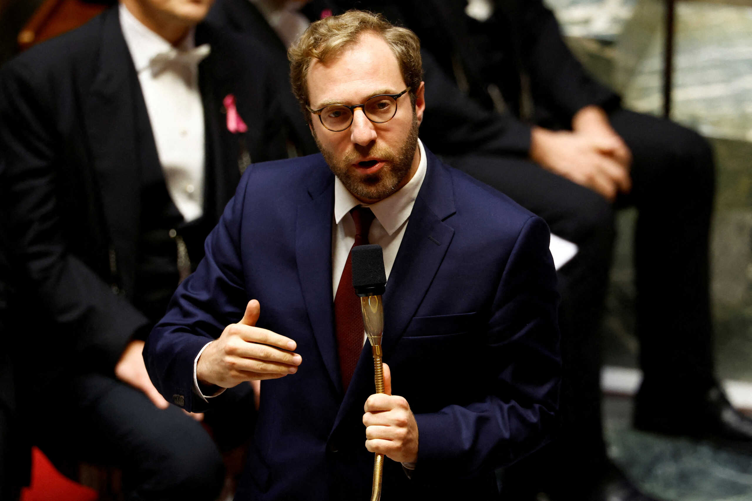 FILE PHOTO: French Economy, Finance and Industry Minister Antoine Armand speaks during the questions to the government session at the National Assembly in Paris, France, October 22, 2024. REUTERS