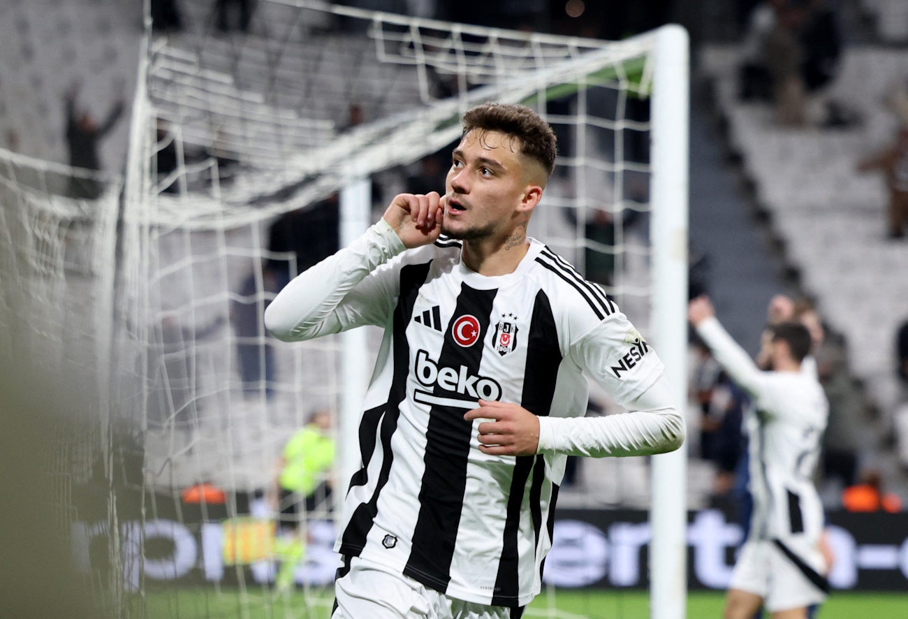 Soccer Football - Europa League - Besiktas v Malmo FF - Besiktas Stadium, Istanbul, Turkey - November 6, 2024 Besiktas' Ernest Muci celebrates scoring their first goal REUTERS