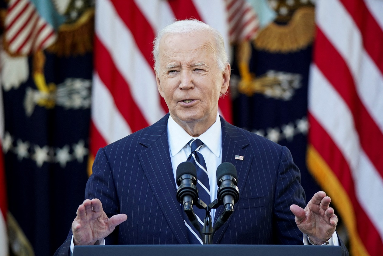 U.S. President Joe Biden delivers remarks on the 2024 election results and the upcoming presidential transition of power, in the Rose Garden of the White House in Washington, U.S., November 7, 2024.  REUTERS