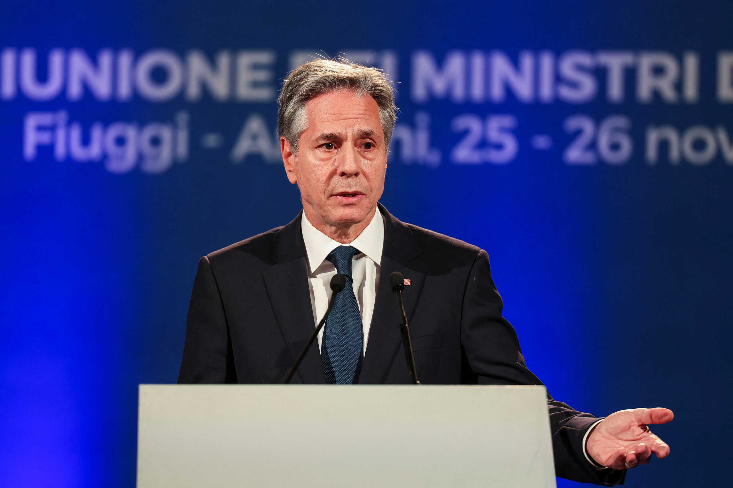 U.S. Secretary of State Antony Blinken attends a press conference on the second day of the G7 foreign ministers' meeting in Fiuggi, Italy, November 26, 2024. REUTERS