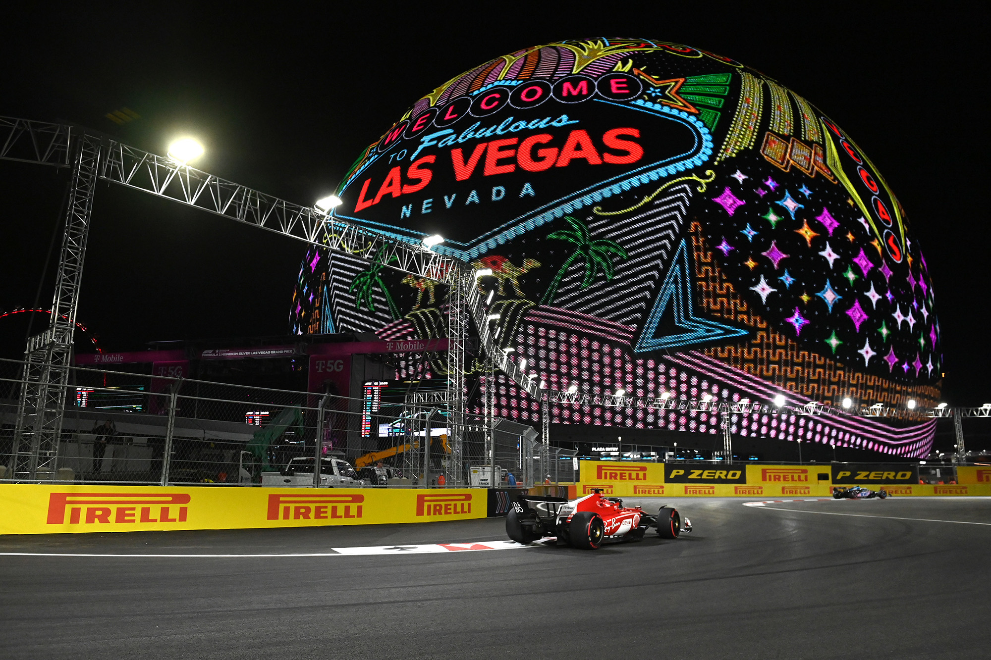 STREETS OF LAS VEGAS, UNITED STATES OF AMERICA - NOVEMBER 17: Charles Leclerc, Ferrari SF-23 during the Las Vegas GP at Streets of Las Vegas on Friday November 17, 2023, United States of America. (Photo by Mark Sutton