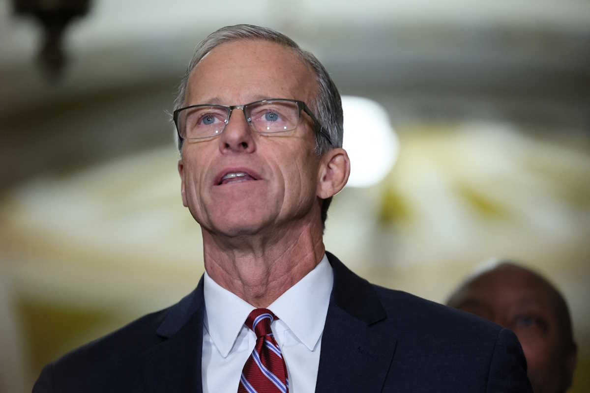 Republican U.S. Senator John Thune (R-SD), who was elected to become the next Senate Majority Leader, looks on after a U.S. Senate Republicans meeting to vote on leadership positions for the 119th Congress, on Capitol Hill in Washington, U.S., November 13, 2024. REUTERS