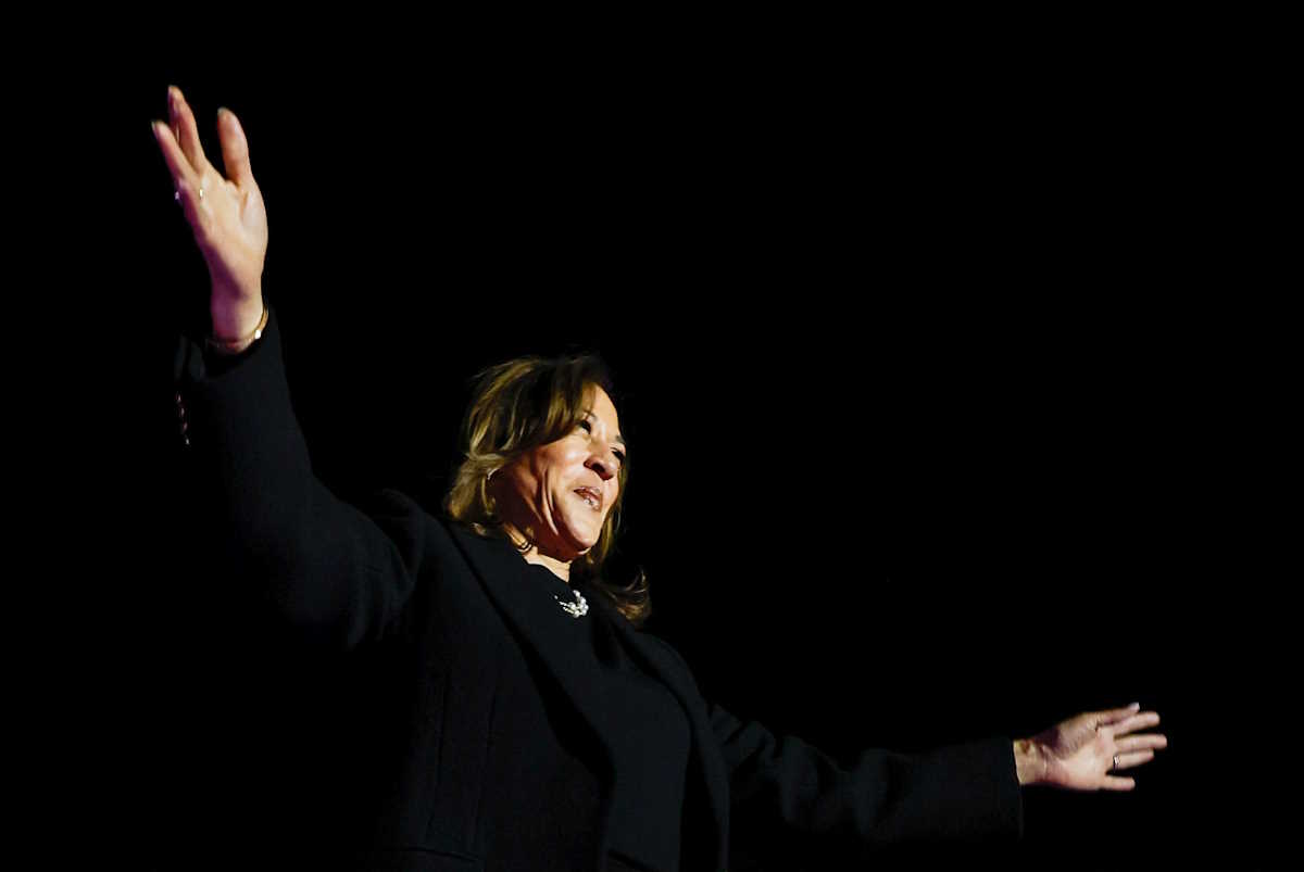 Democratic presidential nominee U.S. Vice President Kamala Harris attends a campaign rally in Philadelphia, Pennsylvania, U.S., November 4, 2024. REUTERS