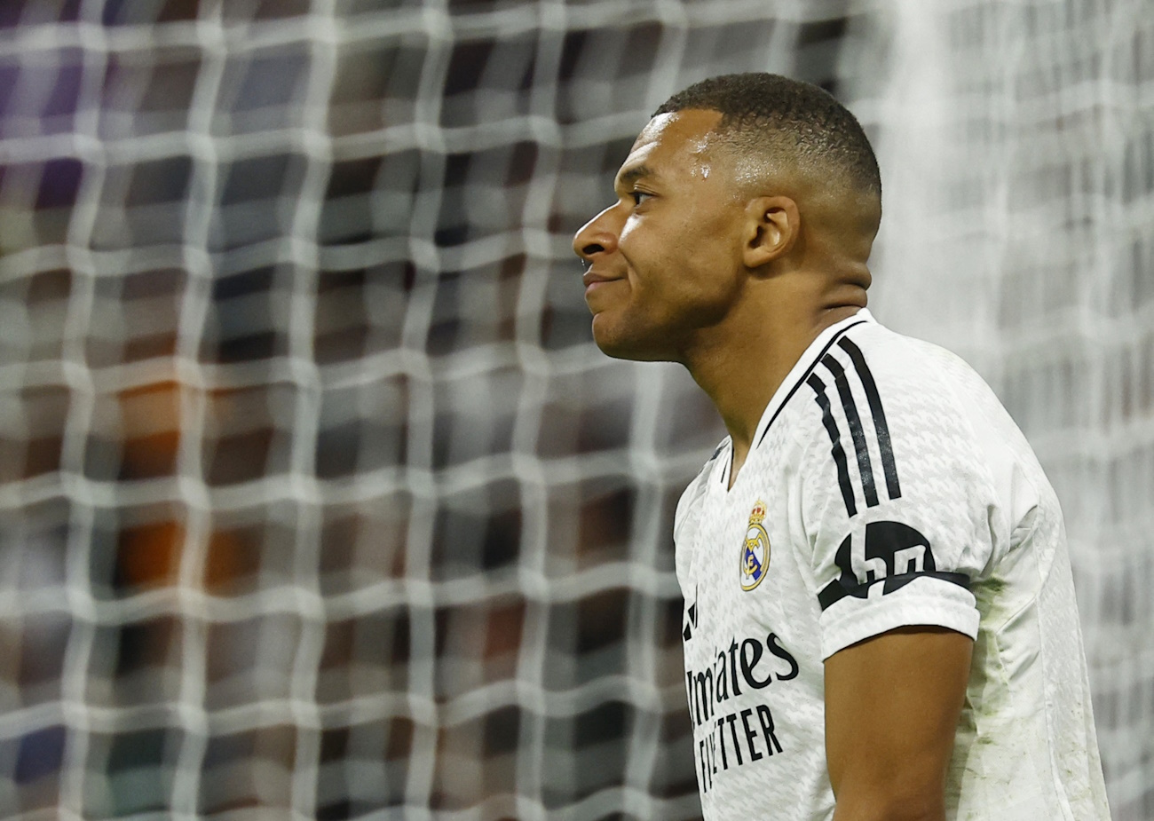 Soccer Football - Champions League - Real Madrid v AC Milan - Santiago Bernabeu, Madrid, Spain - November 5, 2024 Real Madrid's Kylian Mbappe reacts REUTERS