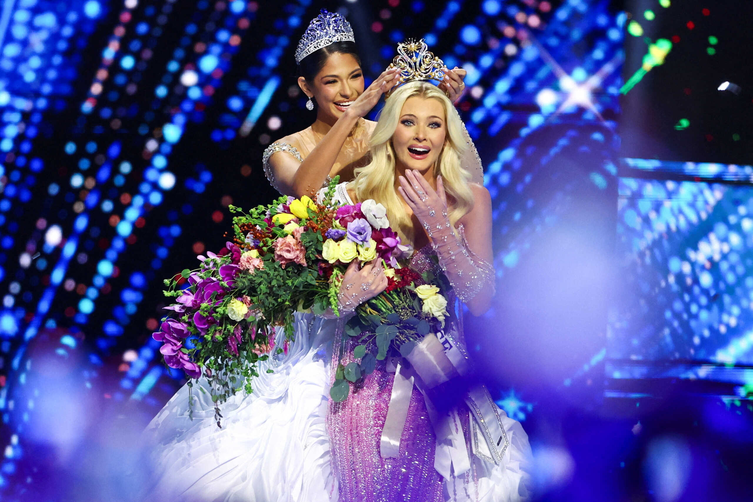 Miss Denmark Victoria Kjaer Theilvig reacts as she is crowned Miss Universe during the 73rd Miss Universe pageant in Mexico City, Mexico, November 16, 2024. REUTERS