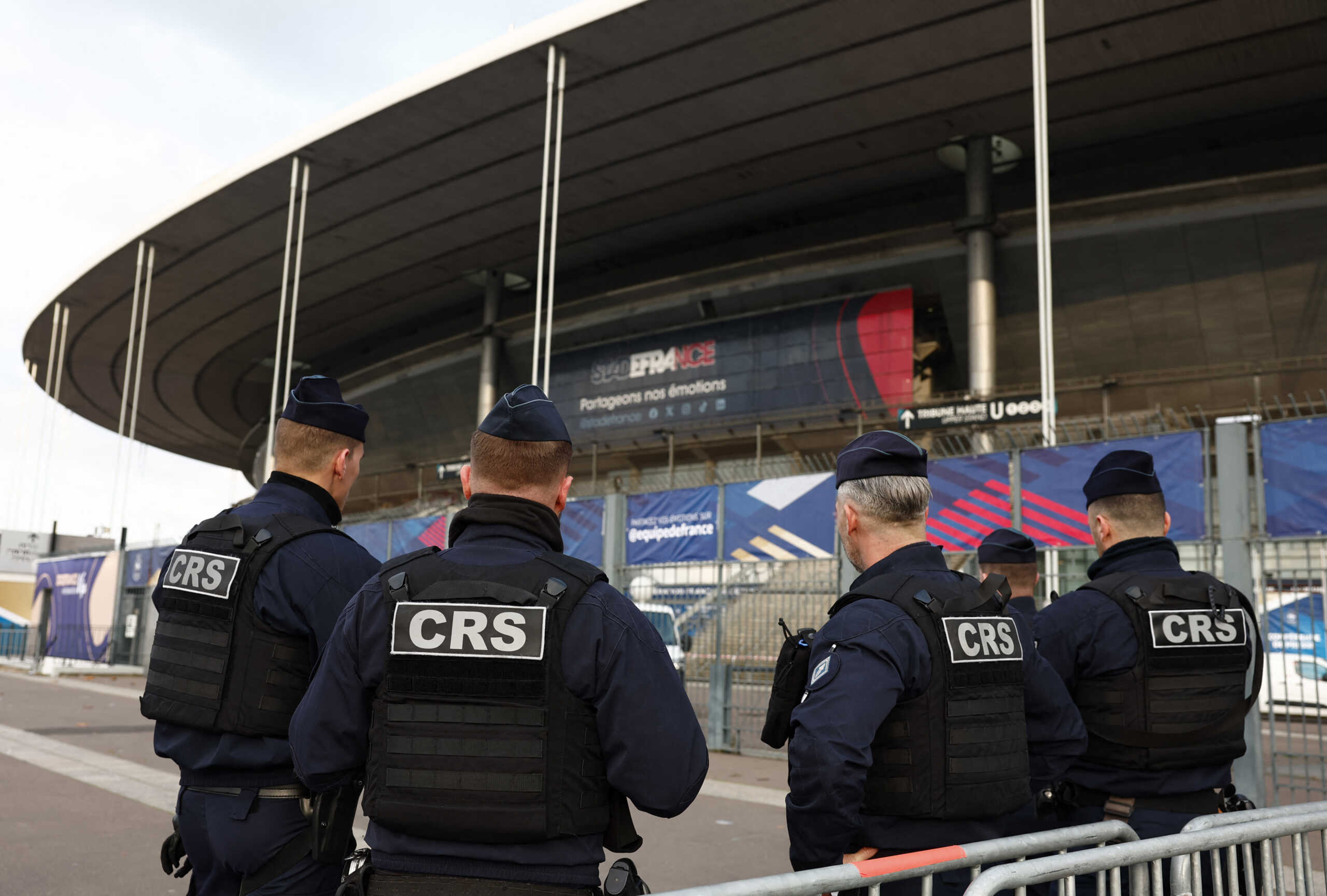 Soccer Football - Nations League - France Training - Stade de France, Saint-Denis, France - November 13, 2024 Police officers are seen outside the stadium before training REUTERS