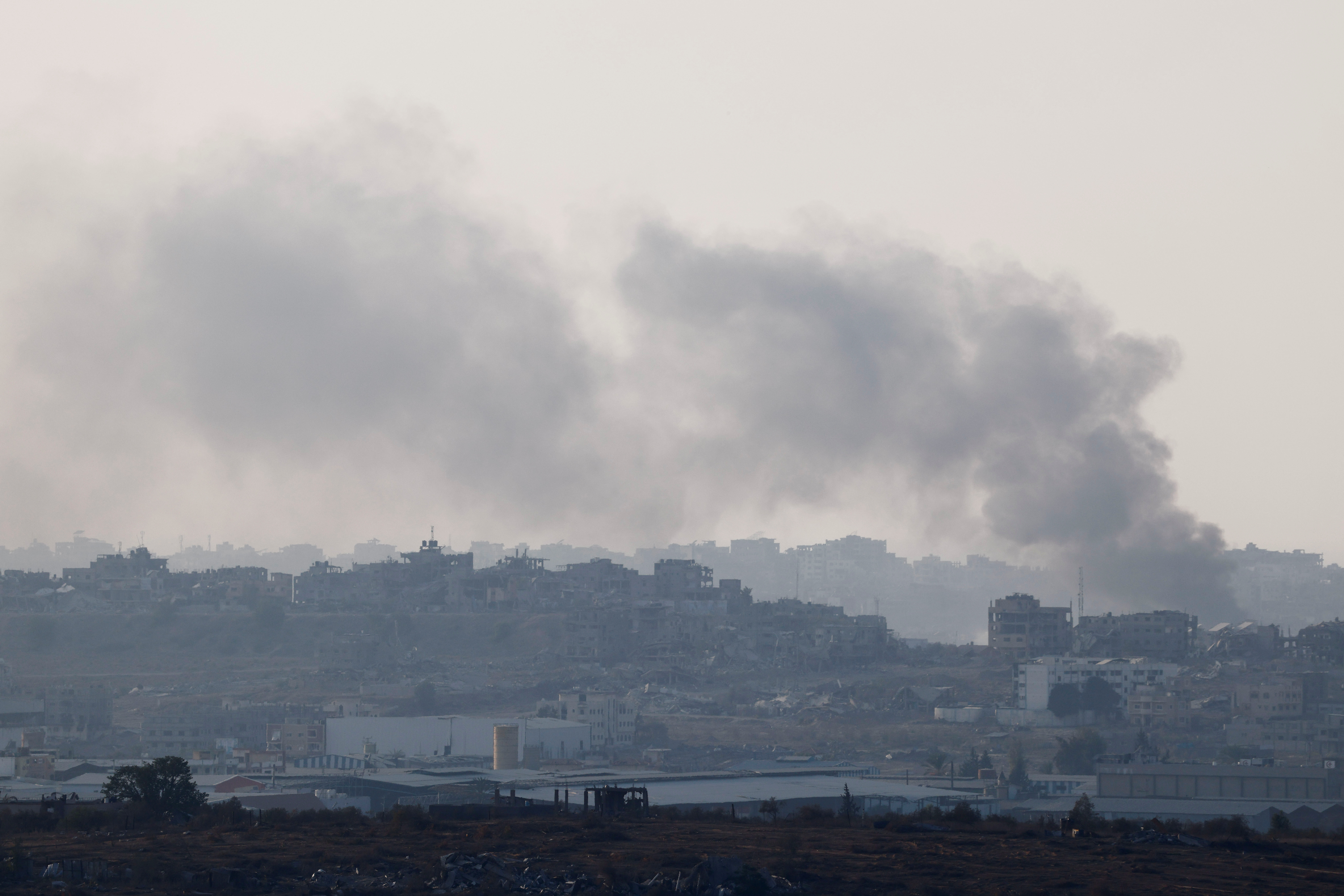 Smoke rises from North Gaza, amid the ongoing conflict in Gaza between Israel and Hamas, as seen from Israel, November 9, 2024. REUTERS