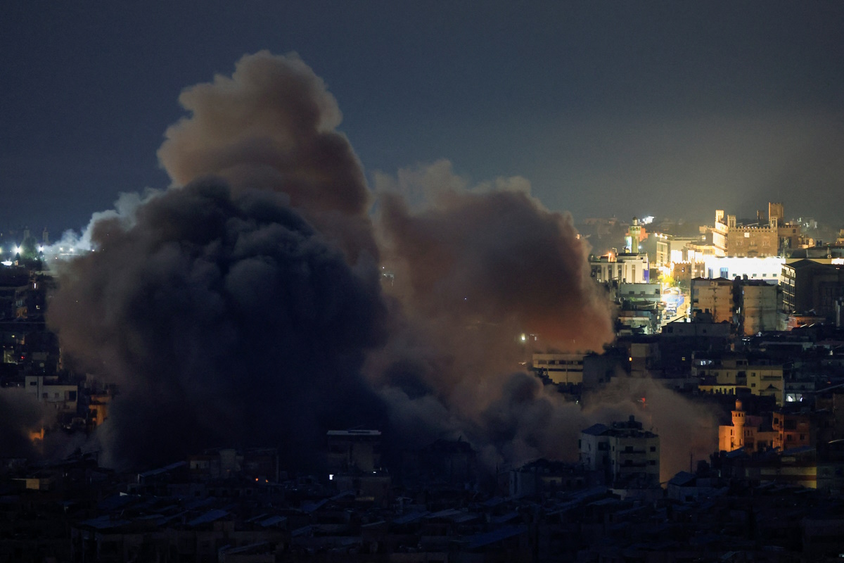 Smoke billows over Beirut's southern suburbs after an Israeli strike, amid the ongoing hostilities between Hezbollah and Israeli forces, as seen from Baabda, Lebanon November 14, 2024. REUTERS