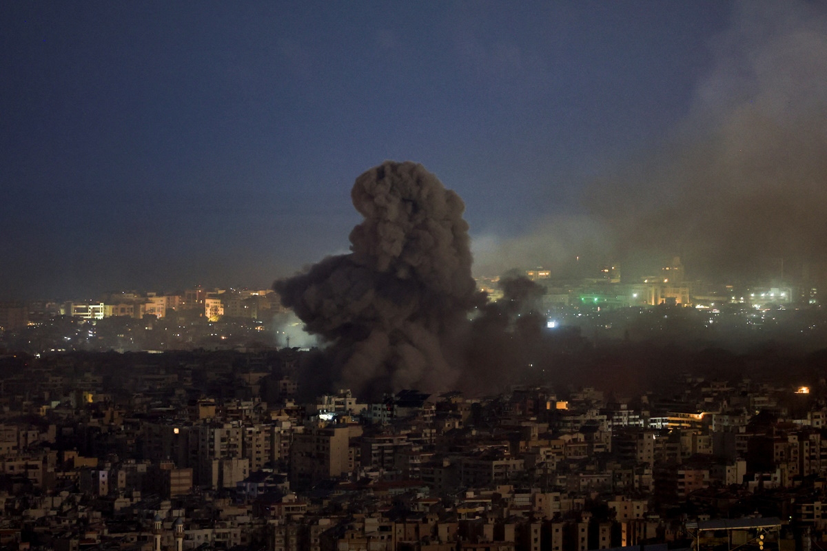 Smoke billows over Beirut's southern suburbs after an Israeli strike, amid the ongoing hostilities between Hezbollah and Israeli forces, as seen from Baabda, Lebanon November 16, 2024. REUTERS