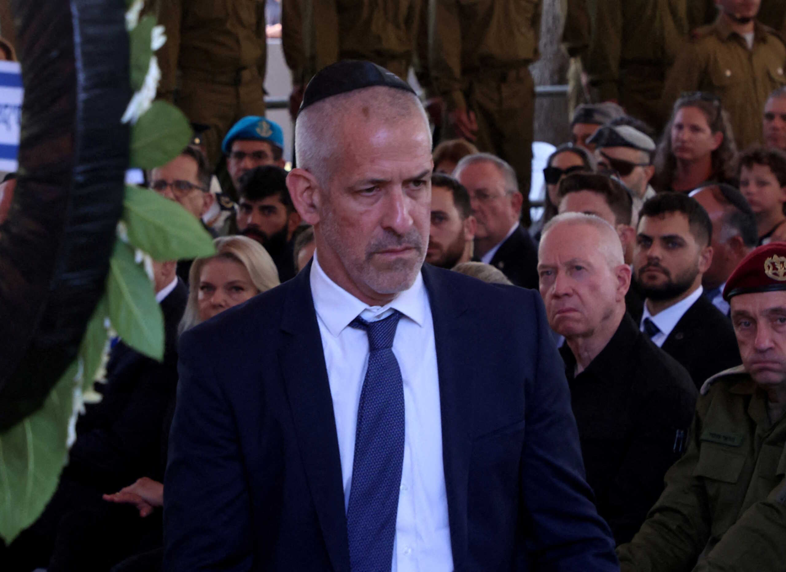 Israeli Security Agency director Ronen Bar attends a memorial ceremony of the Hamas attack on October 7 last year that sparked the ongoing war in Gaza, at the Mount Herzl military cemetery in Jerusalem on October 27, 2024. GIL COHEN-MAGEN