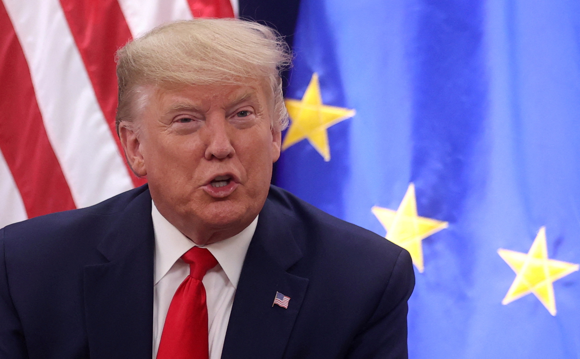 FILE PHOTO: U.S. President Donald Trump speaks dutring a bilateral meeting with European Commission President Ursula von der Leyen during the 50th World Economic Forum (WEF) annual meeting in Davos, Switzerland, January 21, 2020. REUTERS