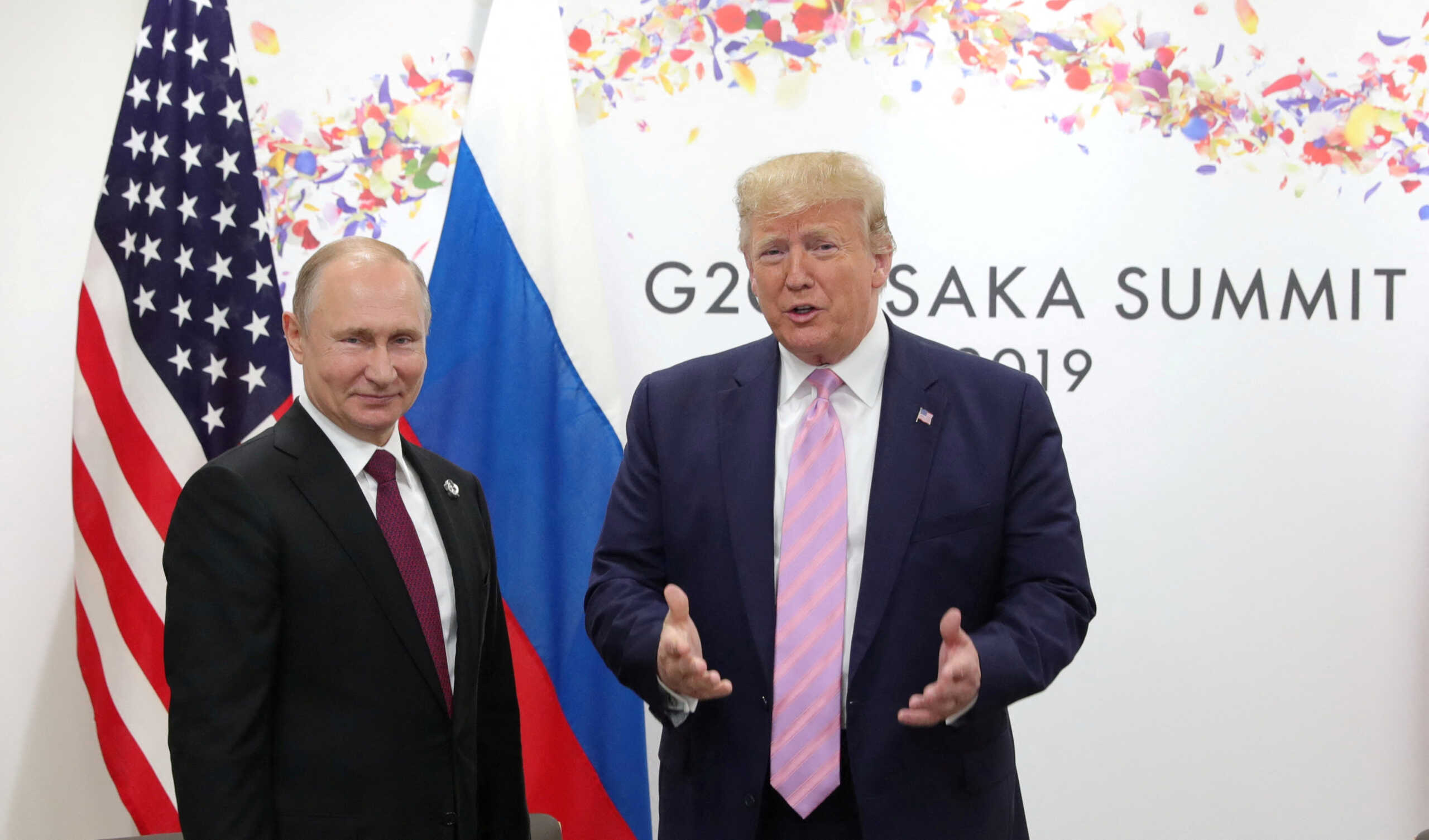 FILE PHOTO: Russia's President Vladimir Putin and U.S. President Donald Trump attend a meeting on the sidelines of the G20 summit in Osaka, Japan June 28, 2019. Sputnik