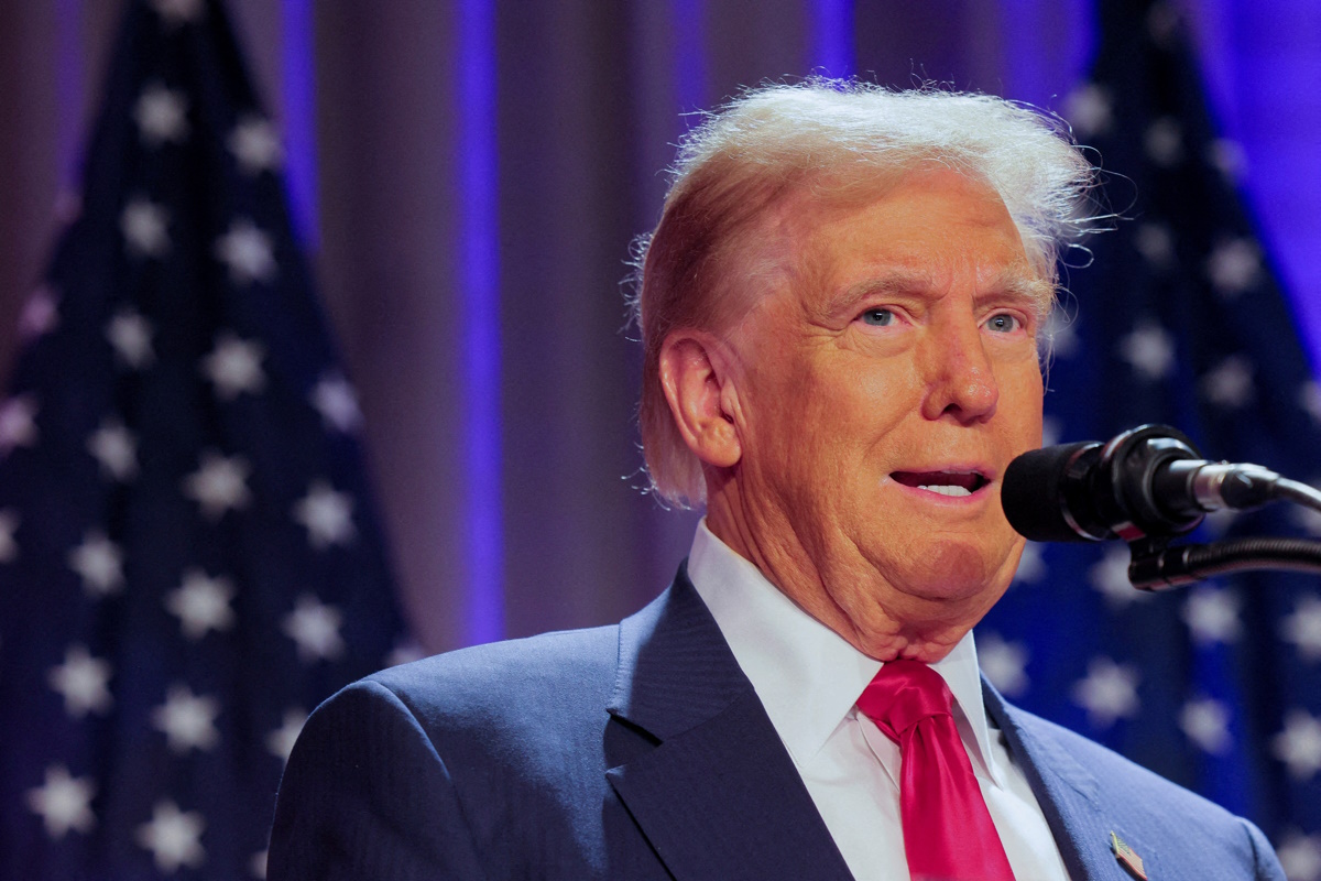 FILE PHOTO: U.S. President-elect Donald Trump speaks as he meets with House Republicans on Capitol Hill in Washington, U.S., November 13, 2024. REUTERS