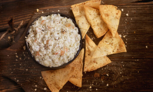 Creamy Crab Dip with Baked Pita Chips  -Photographed on Hasselblad H3D2-39mb Camera