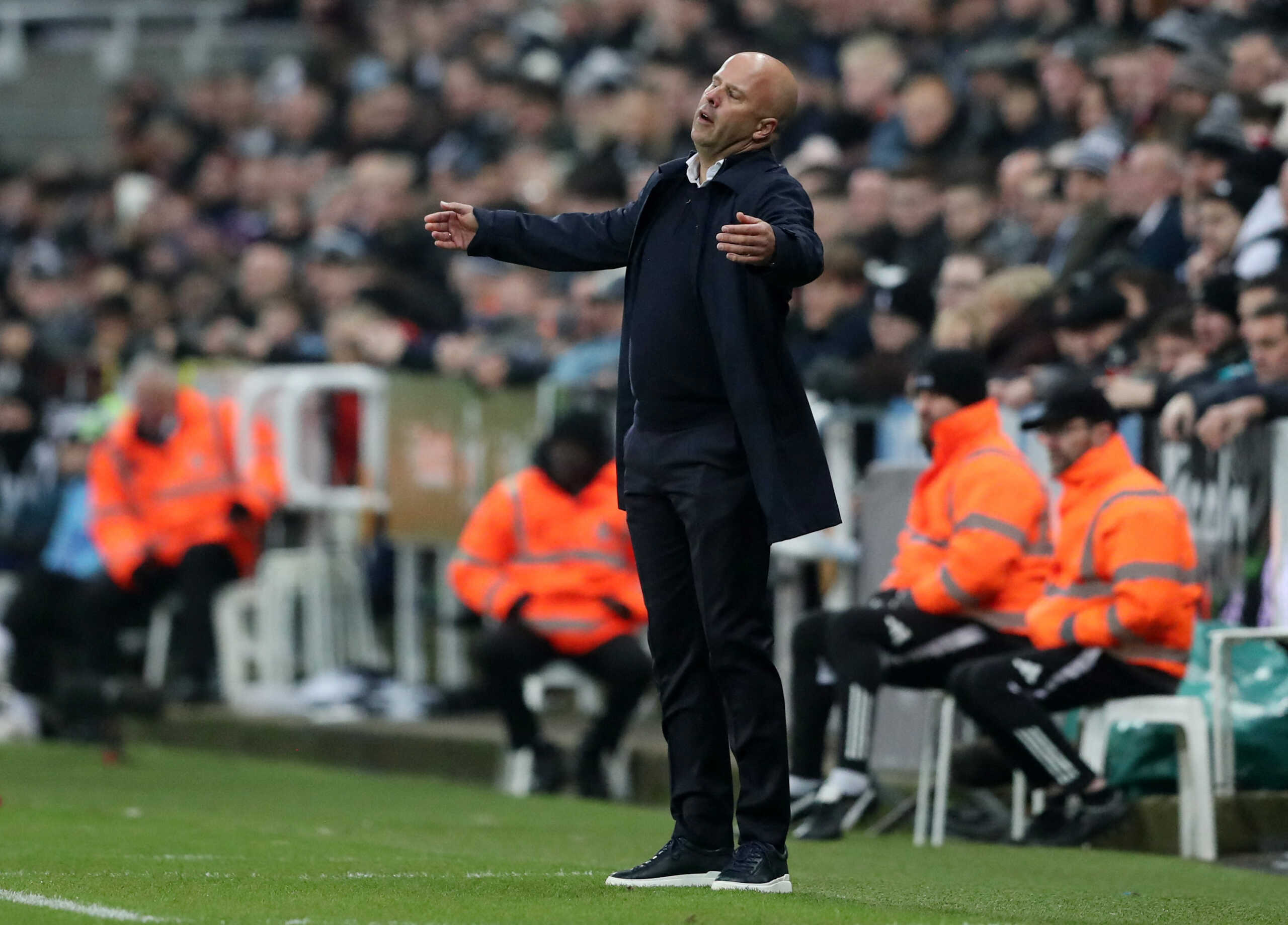 Soccer Football - Premier League - Newcastle United v Liverpool - St James' Park, Newcastle, Britain - December 4, 2024 Liverpool manager Arne Slot reacts REUTERS