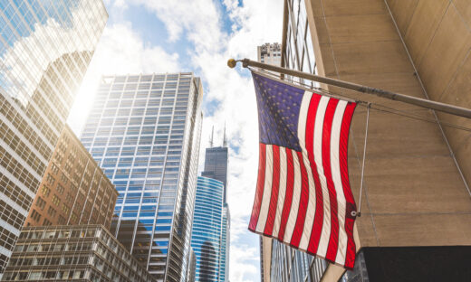 USA flag in Chicago