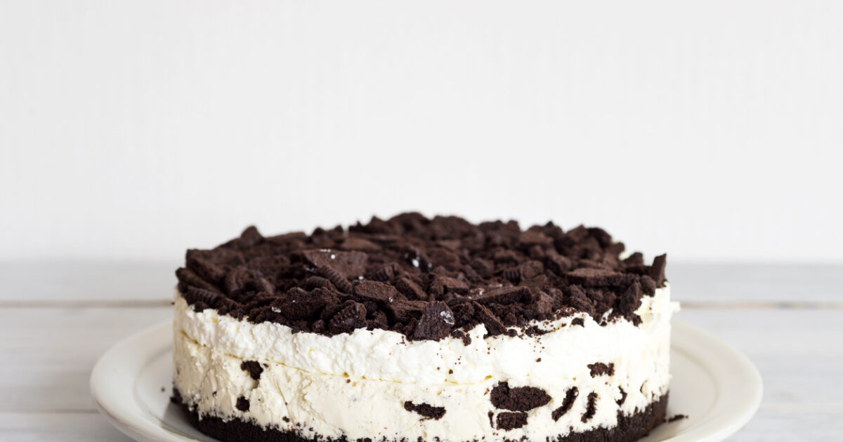 Cheesecake Oreo με επικάλυψη γκανάς λευκής σοκολάτας